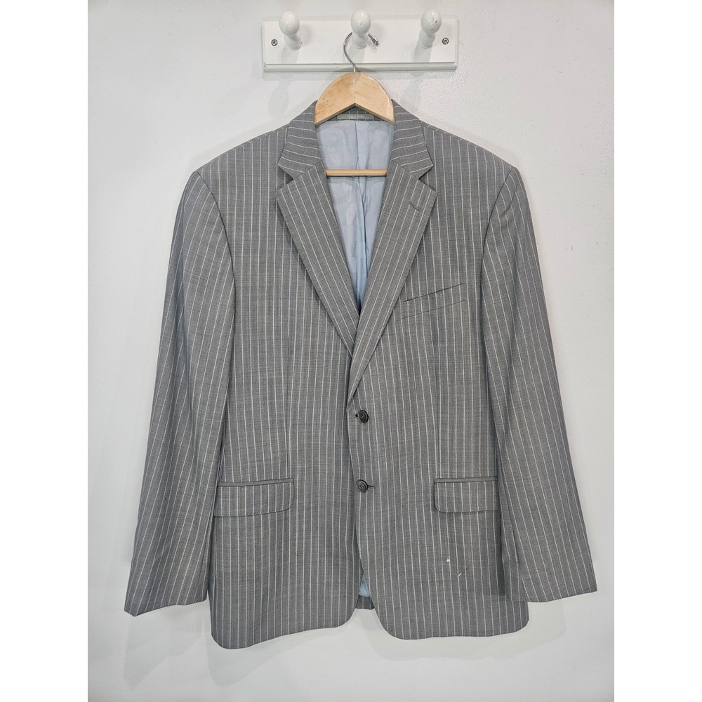 Versace Collection City Mens Grey Pinstripe 100% Wool Blazer Jacket Size 56 EU